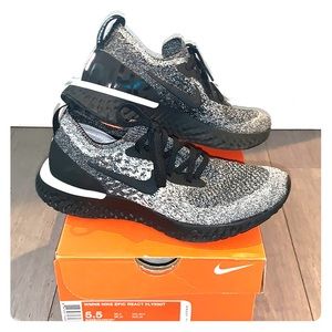 Nike Women's Epic React Flyknit Black Gray Sneakers